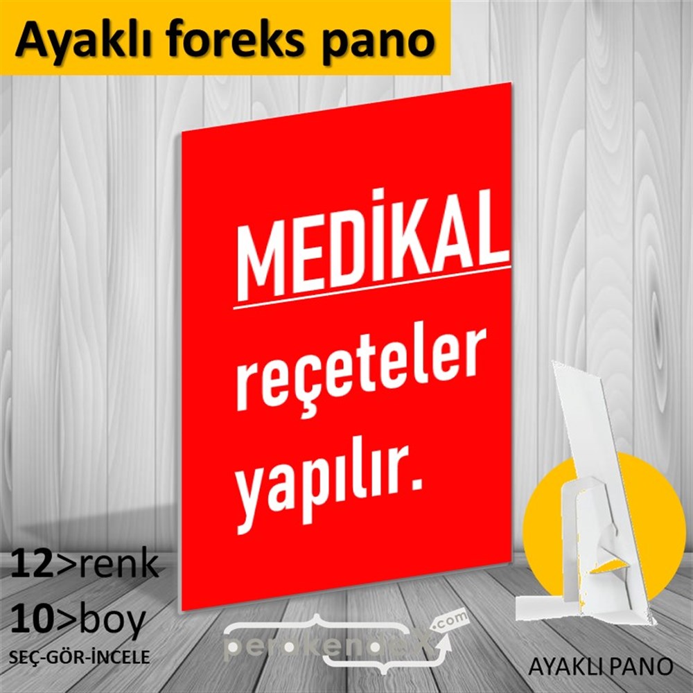 Medikal Reçete Yapılır Yazısı KARTON AYAKLI POSTER,  PANO -dikdörtgen,tek yön baskıkarton ayaklı poster,  pano