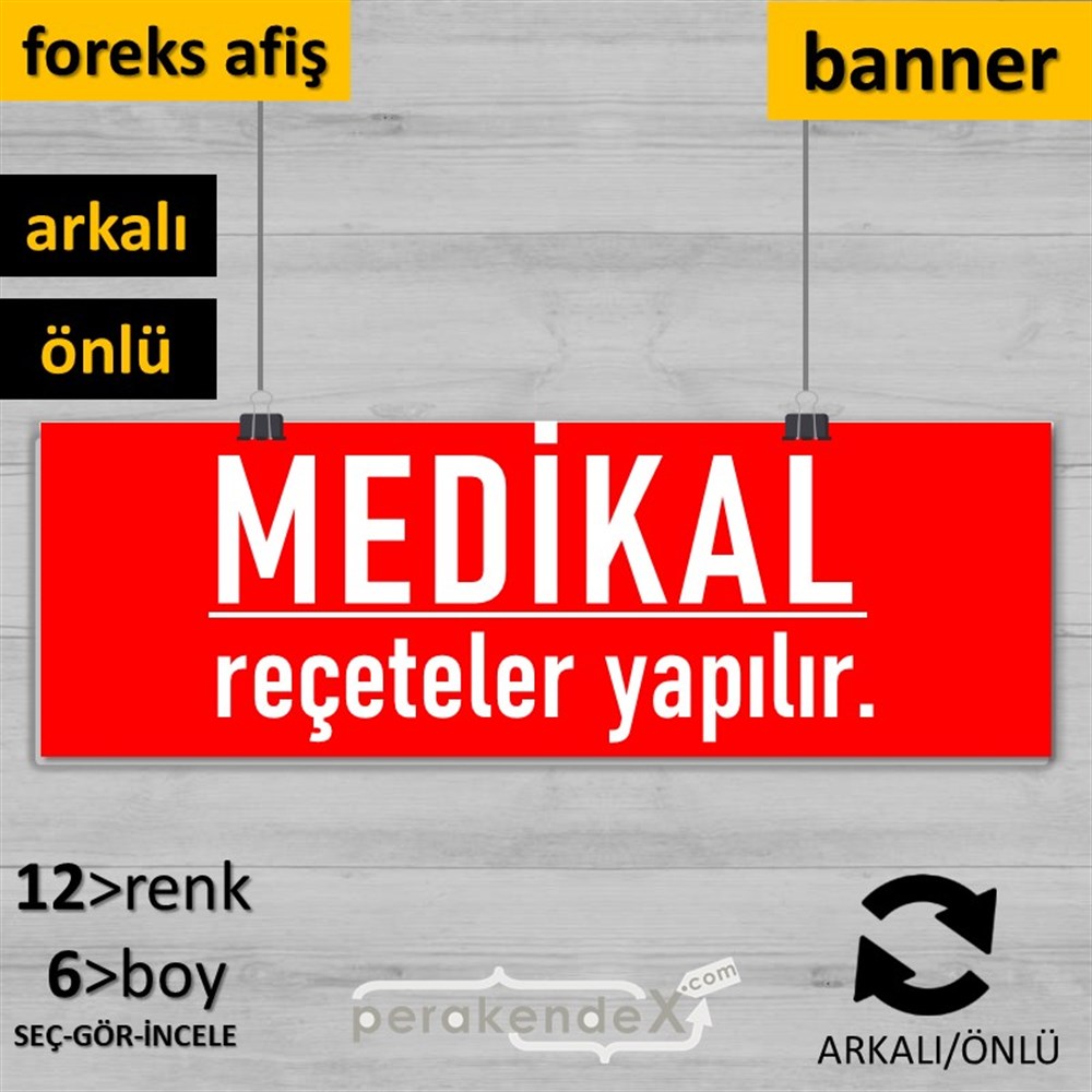 Medikal Reçete Yapılır Yazısı SERT PLASTİK POSTER,  AFİŞ (BANNER) -dikdörtgen,çift yön baskısert plastik poster,  afiş