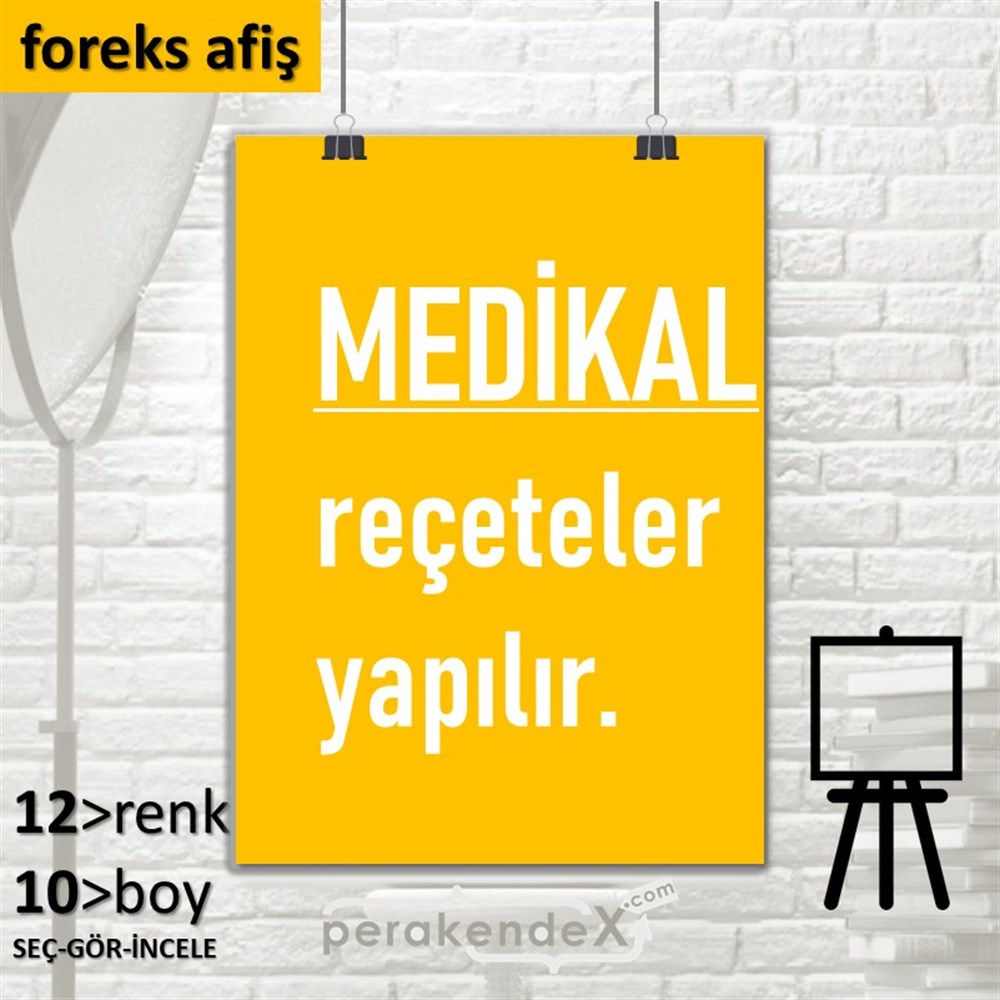Medikal Reçete Yapılır Yazısı SERT PLASTİK POSTER,  AFİŞ -dikdörtgen,tek yön baskısert plastik poster,  afiş
