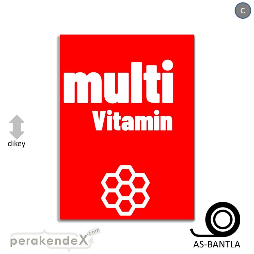 Multivitamin Çeşitleri Yazısı KAĞIT POSTER,  AFİŞ -dikdörtgen,tek yön baskıkağıt poster,  afiş