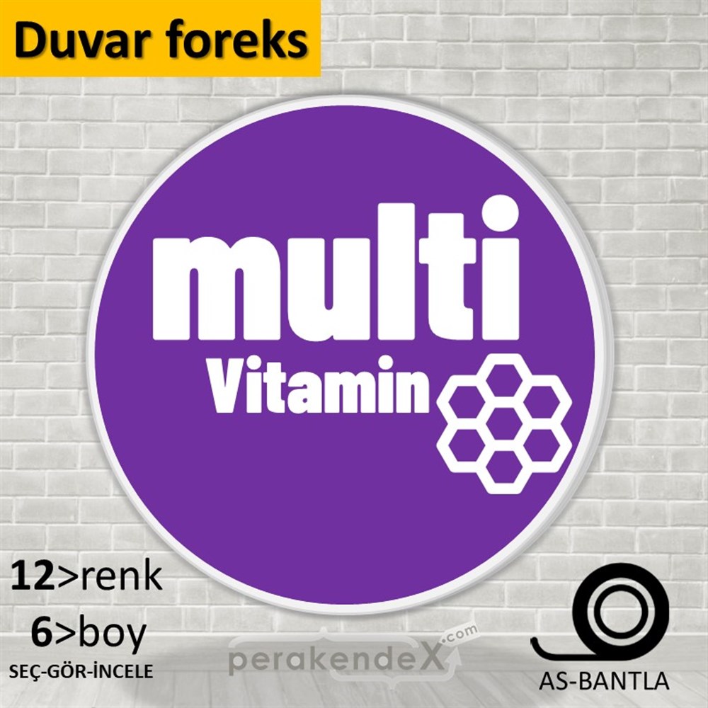 Multivitamin Çeşitleri Yazısı SERT PLASTİK POSTER,  AFİŞ -oval,tek yön baskısert plastik poster,  afiş