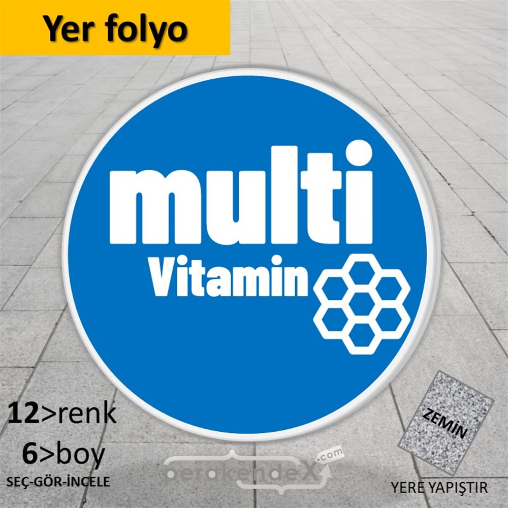 Multivitamin Çeşitleri Yazısı YER - ZEMİN FOLYO,  VİNİL -oval,tek yön baskıyer - zemin folyo,  vinil