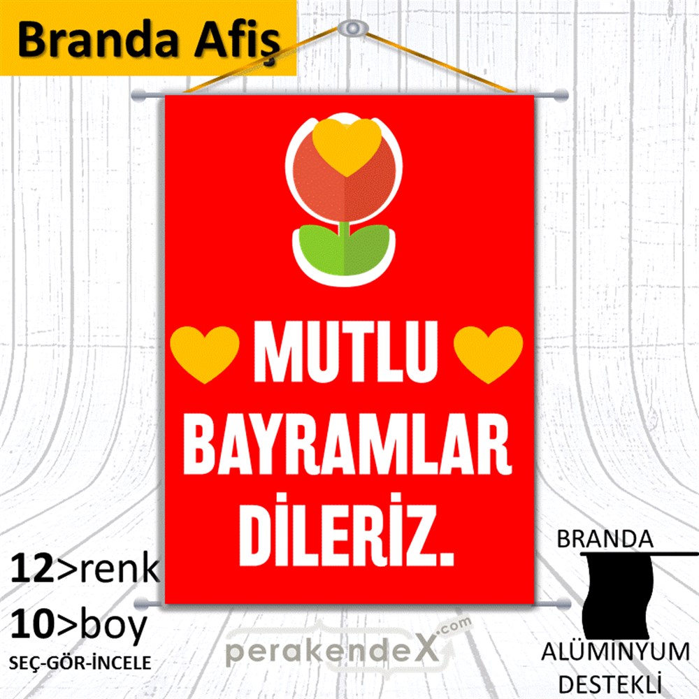 Mutlu Bayramlar Dileriz BRANDA POSTER,  AFİŞ -dikdörtgen,tek yön baskı