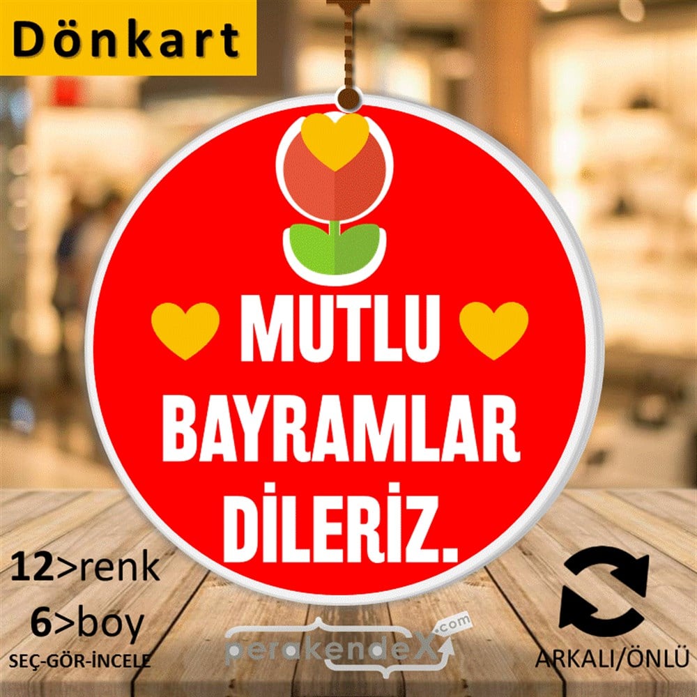 Mutlu Bayramlar Dileriz DÖNKART -oval,çift yön baskı