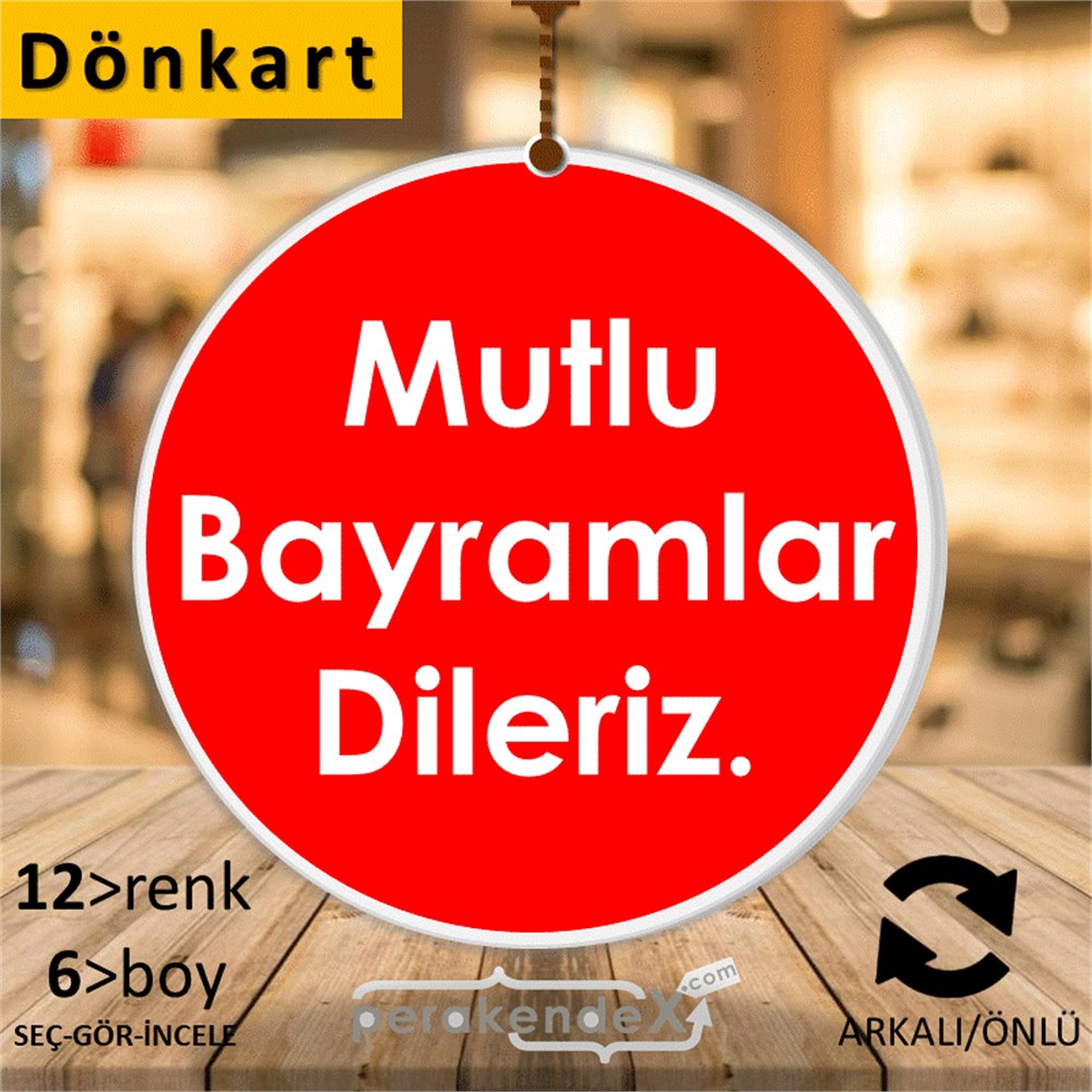 mutlu bayramlar dileriz DÖNKART -oval,çift yön baskı