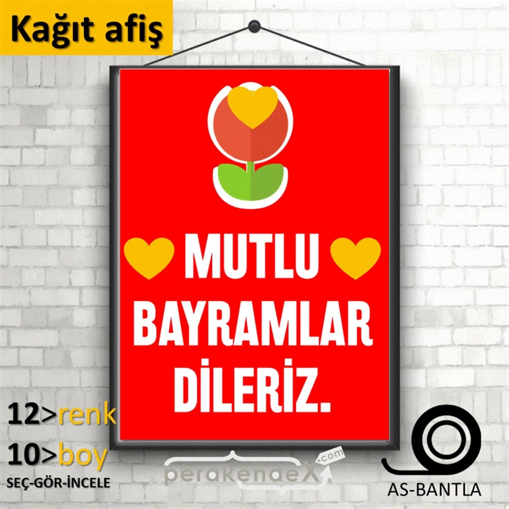 Mutlu Bayramlar Dileriz KAĞIT POSTER,  AFİŞ -dikdörtgen,tek yön baskı