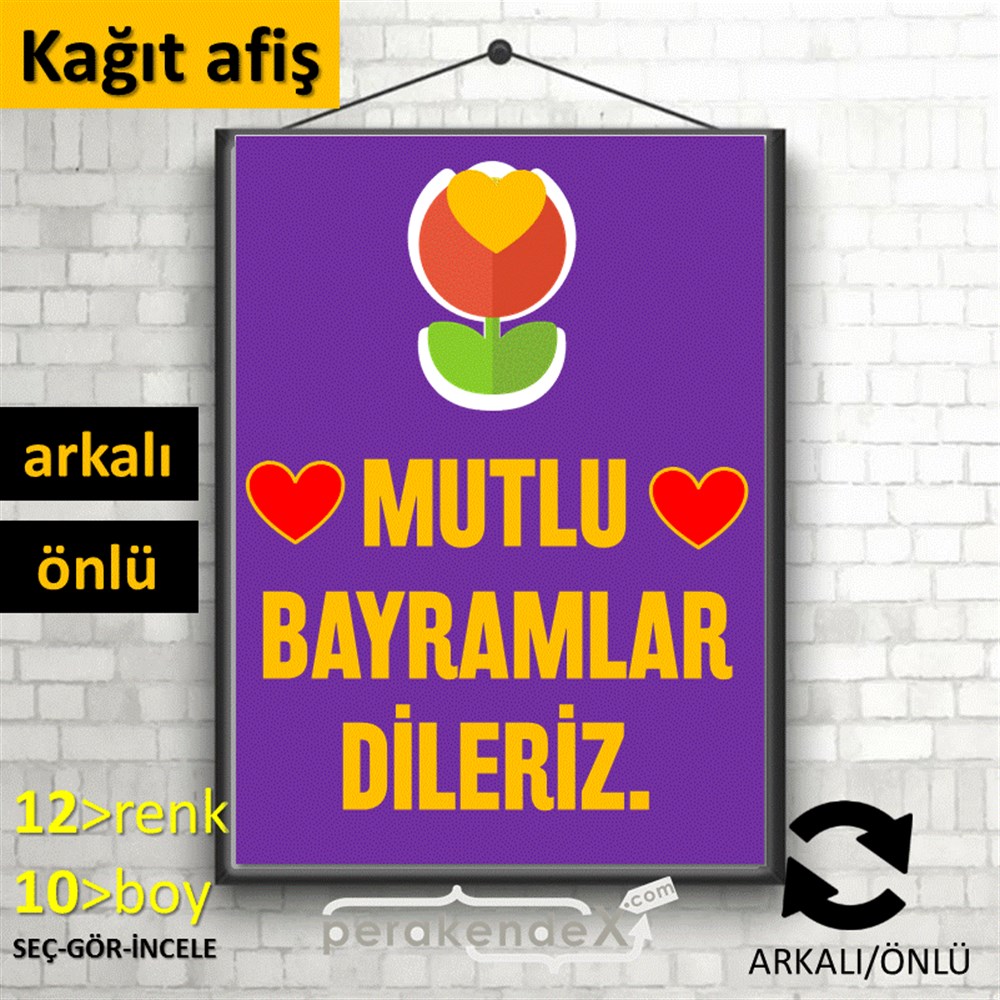 Mutlu Bayramlar Dileriz KAĞIT POSTER,  AFİŞ -dikdörtgen,çift yön baskı