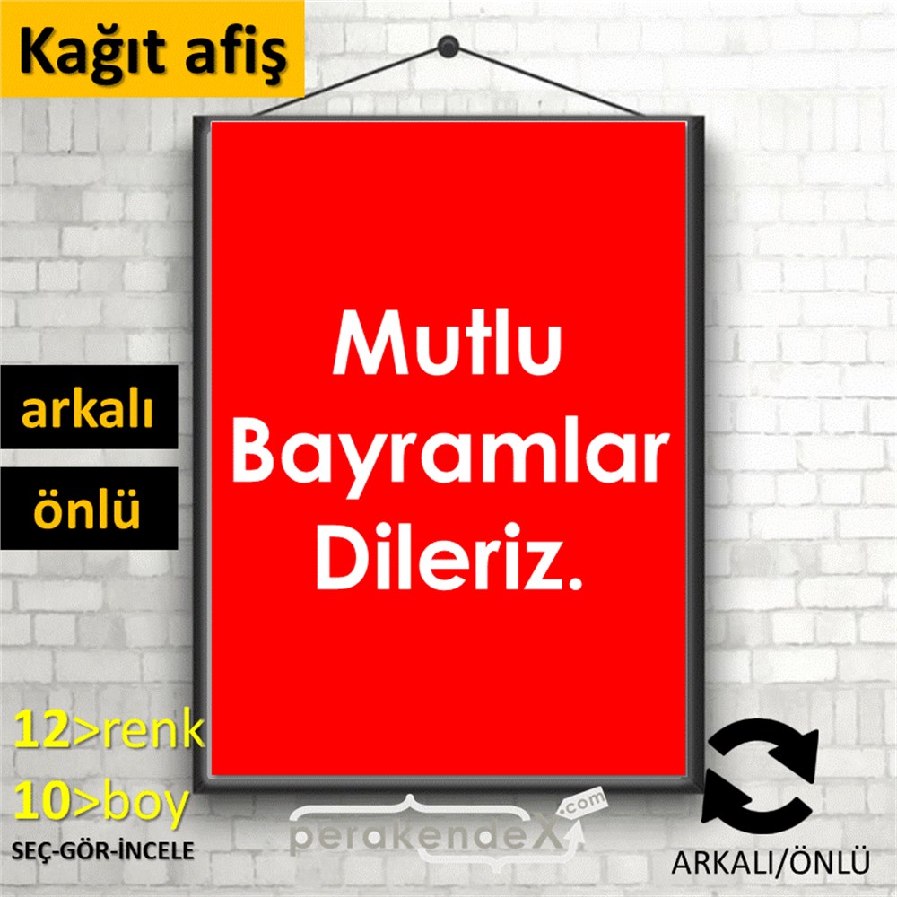 mutlu bayramlar dileriz KAĞIT POSTER,  AFİŞ -dikdörtgen,çift yön baskı