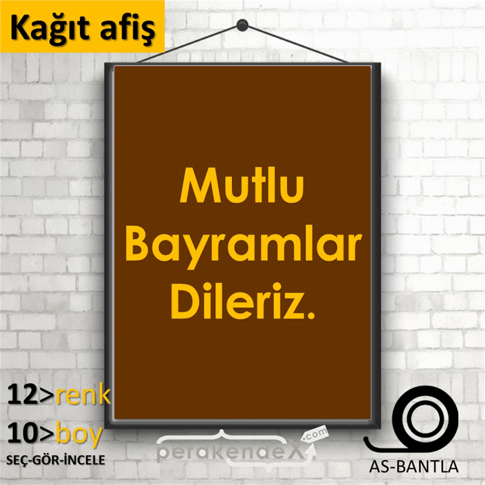 mutlu bayramlar dileriz KAĞIT POSTER,  AFİŞ -dikdörtgen,tek yön baskı