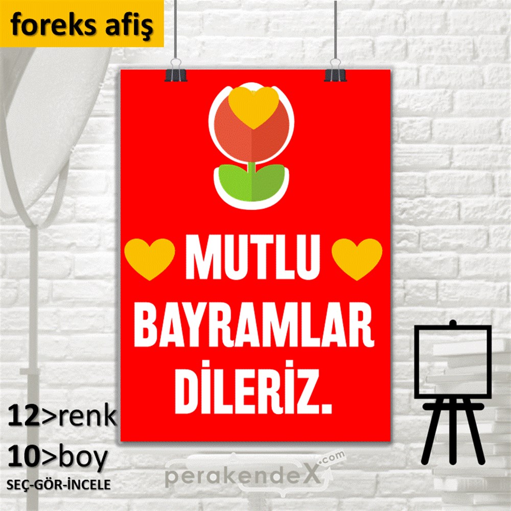 Mutlu Bayramlar Dileriz SERT PLASTİK POSTER,  AFİŞ -dikdörtgen,tek yön baskı