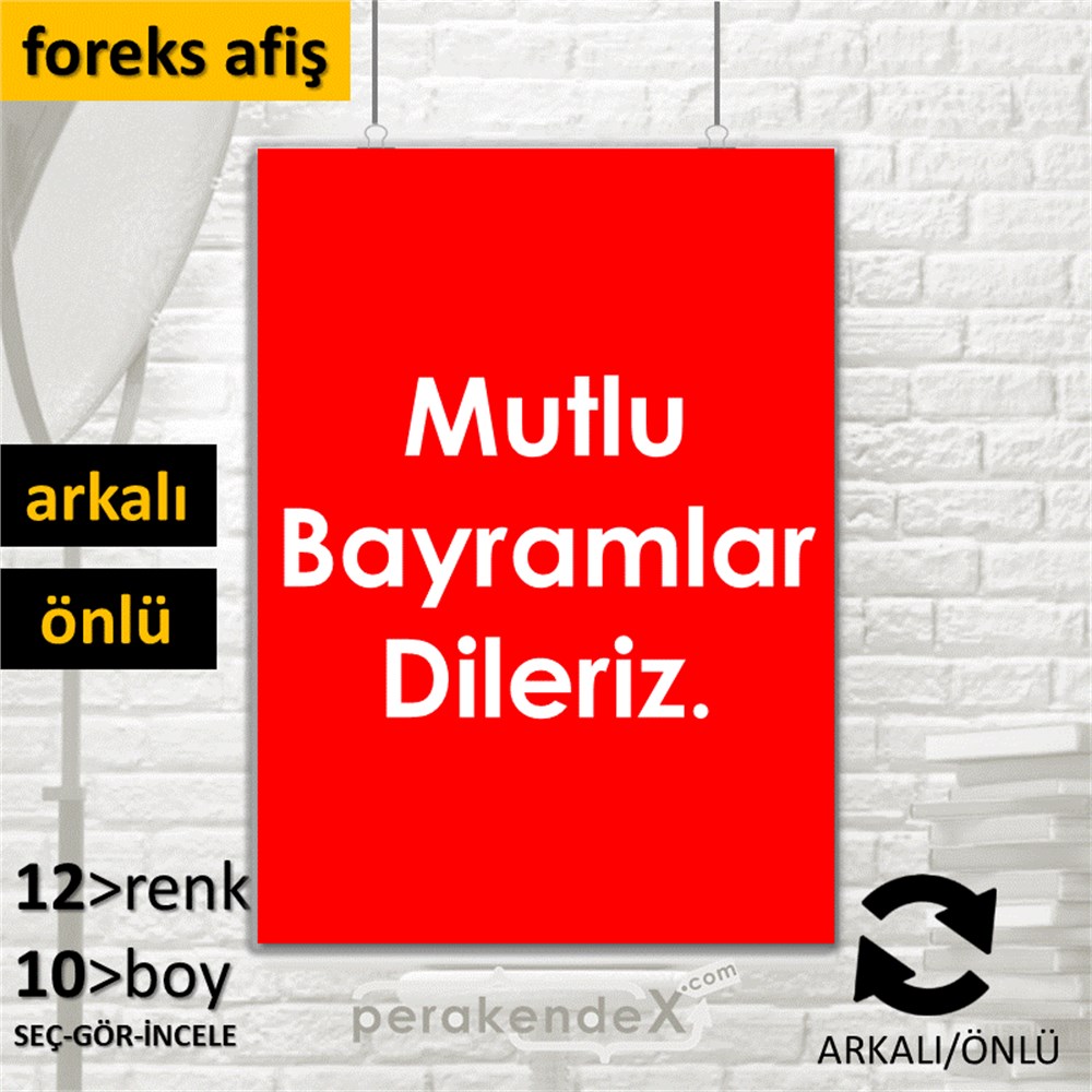 mutlu bayramlar dileriz SERT PLASTİK POSTER,  AFİŞ -dikdörtgen,çift yön baskı