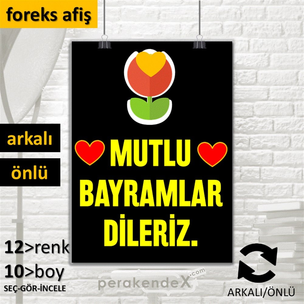 Mutlu Bayramlar Dileriz SERT PLASTİK POSTER,  AFİŞ -dikdörtgen,çift yön baskı