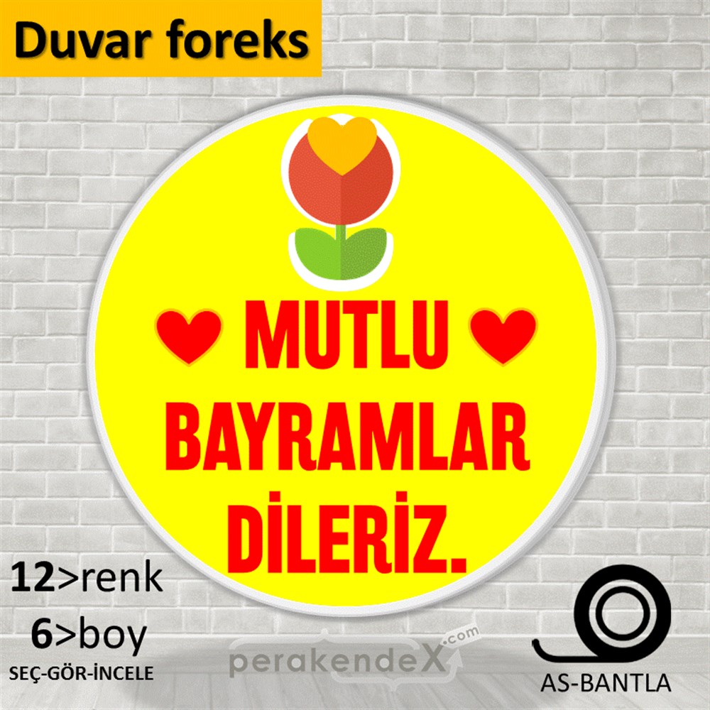 Mutlu Bayramlar Dileriz SERT PLASTİK POSTER,  AFİŞ -oval,tek yön baskı