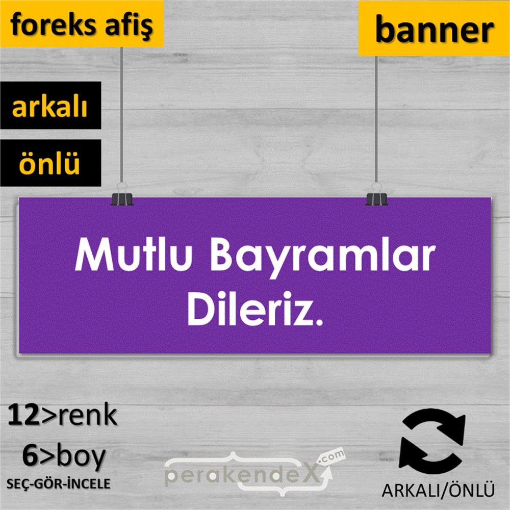 mutlu bayramlar dileriz SERT PLASTİK POSTER,  AFİŞ (BANNER) -dikdörtgen,çift yön baskı