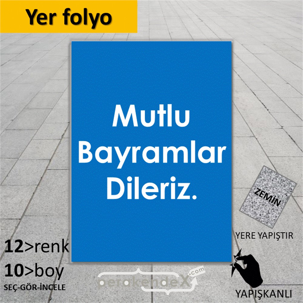 mutlu bayramlar dileriz YER - ZEMİN FOLYO,  VİNİL -dikdörtgen,tek yön baskı