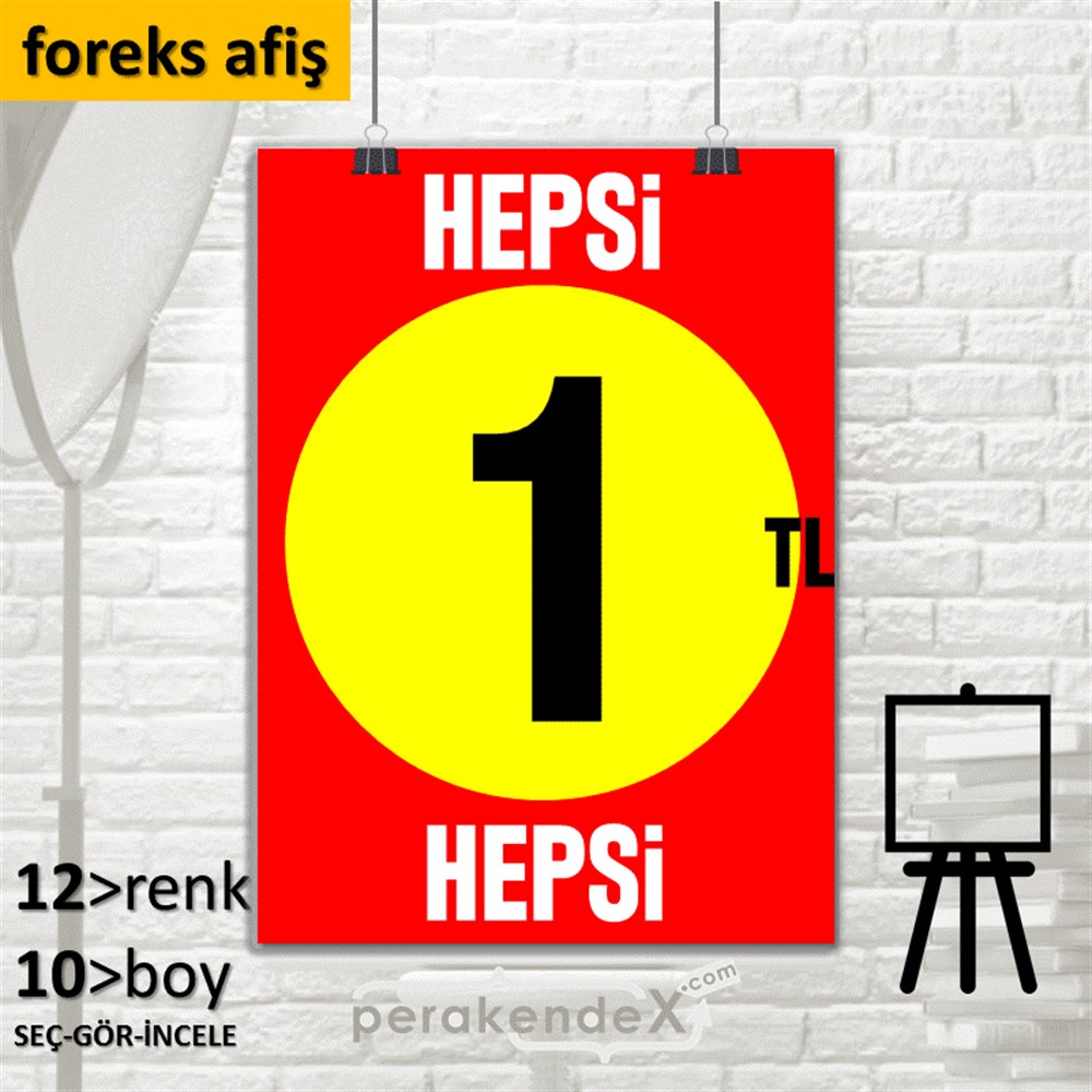 Ne Alırsan Hepsi 1 Tl SERT PLASTİK POSTER,  AFİŞ -dikdörtgen,tek yön baskı