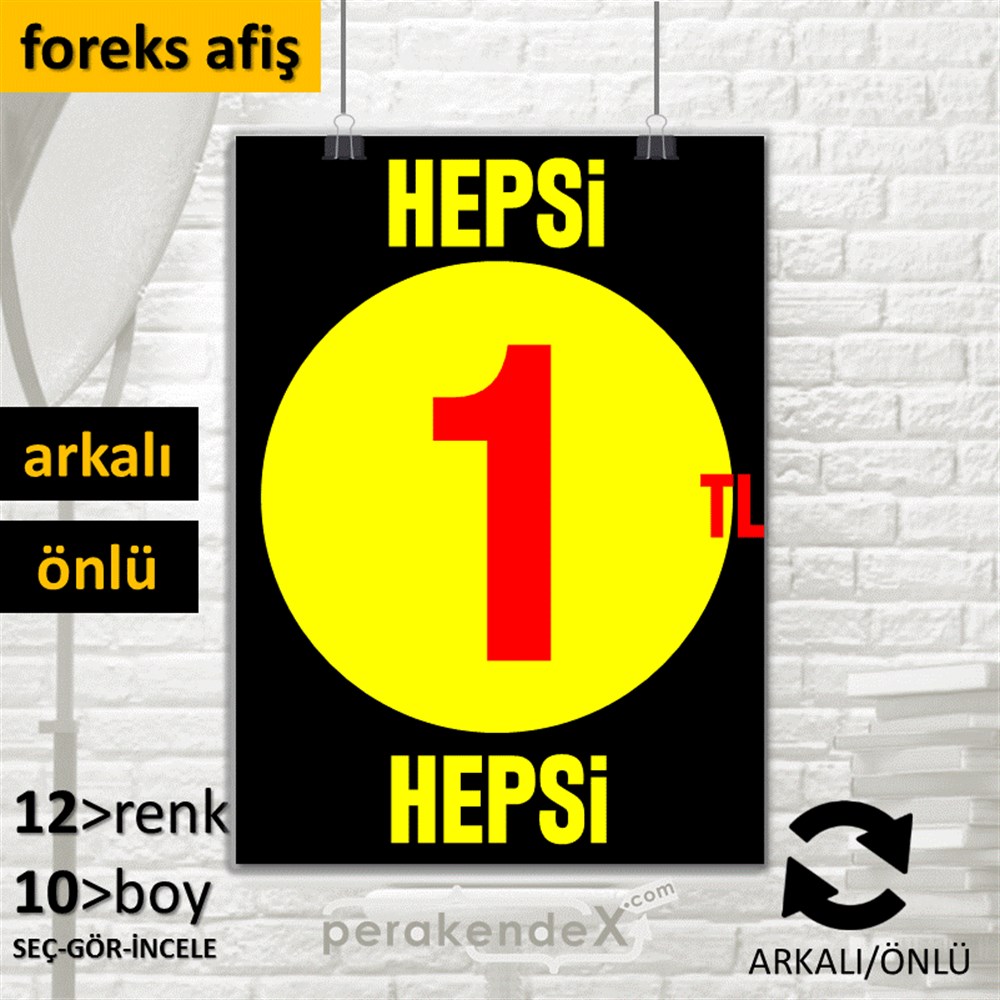 Ne Alırsan Hepsi 1 Tl SERT PLASTİK POSTER,  AFİŞ -dikdörtgen,çift yön baskı