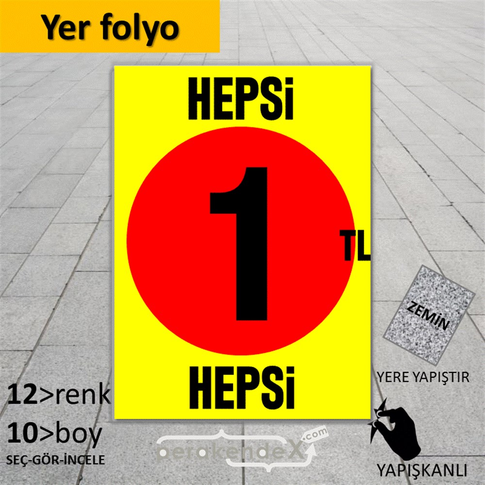 Ne Alırsan Hepsi 1 Tl YER - ZEMİN FOLYO,  VİNİL -dikdörtgen,tek yön baskı