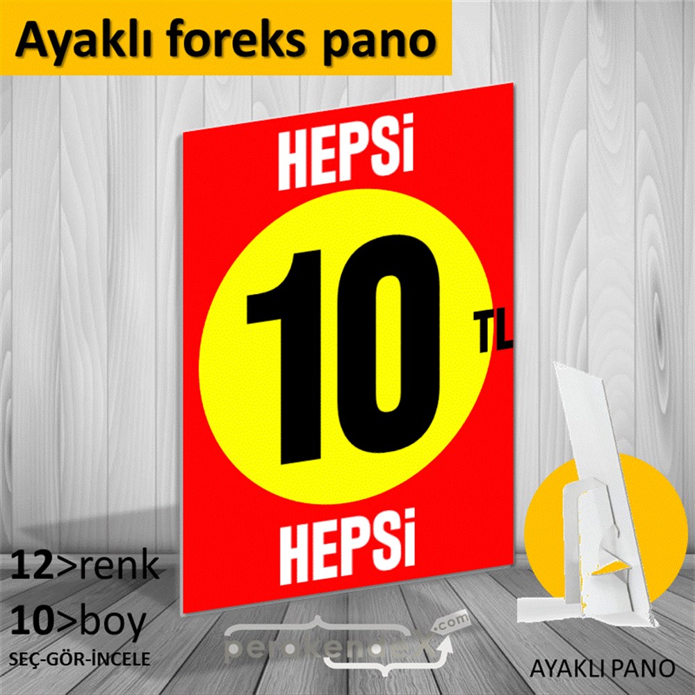 Ne Alırsan Hepsi 10 Tl KARTON AYAKLI POSTER,  PANO -dikdörtgen,tek yön baskı