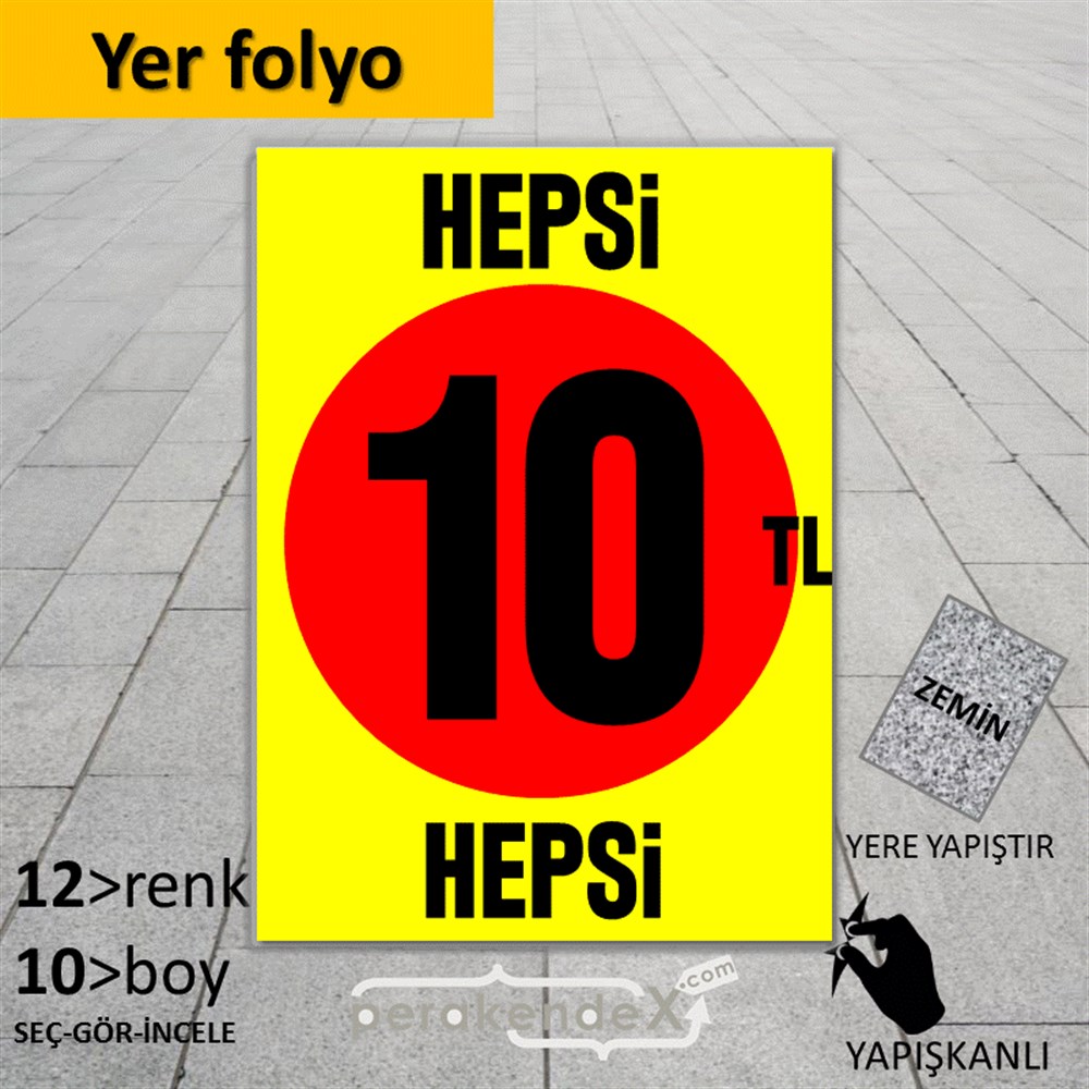 Ne Alırsan Hepsi 10 Tl YER - ZEMİN FOLYO,  VİNİL -dikdörtgen,tek yön baskı