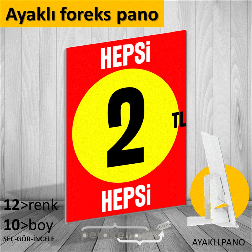 Ne Alırsan Hepsi 2 Tl KARTON AYAKLI POSTER,  PANO -dikdörtgen,tek yön baskı