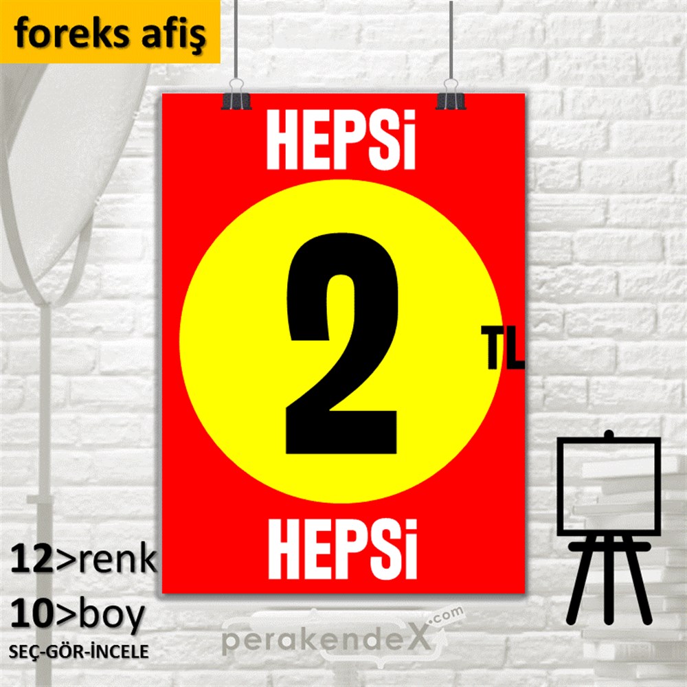 Ne Alırsan Hepsi 2 Tl SERT PLASTİK POSTER,  AFİŞ -dikdörtgen,tek yön baskı