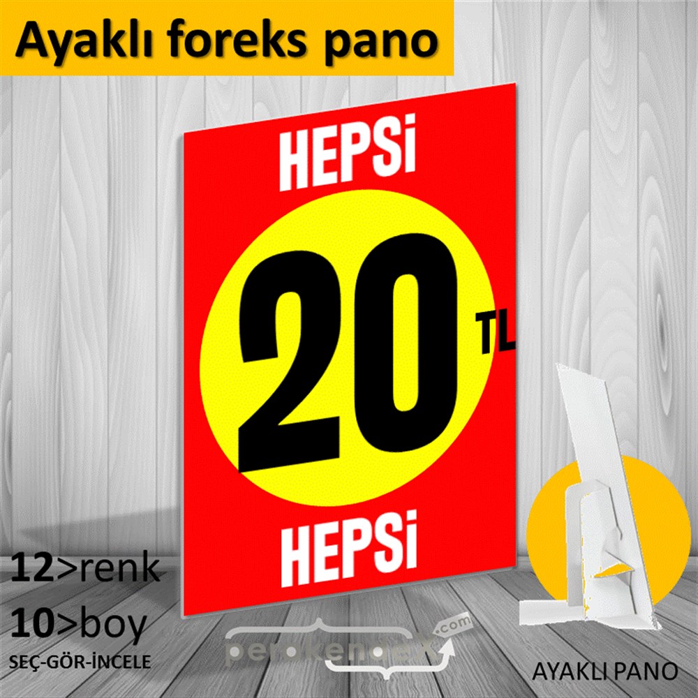 Ne Alırsan Hepsi 20 Tl KARTON AYAKLI POSTER,  PANO -dikdörtgen,tek yön baskı