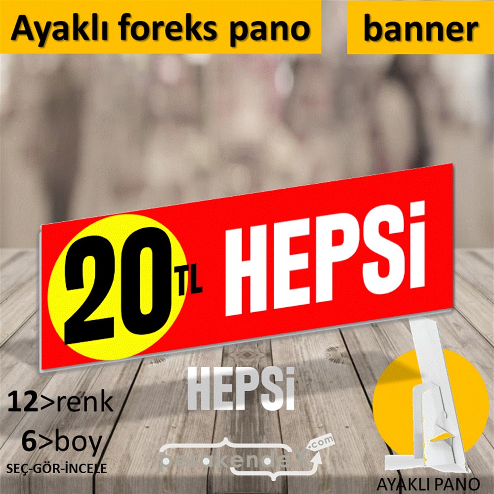 Ne Alırsan Hepsi 20 Tl KARTON AYAKLI POSTER,  PANO (BANNER) -dikdörtgen,tek yön baskı