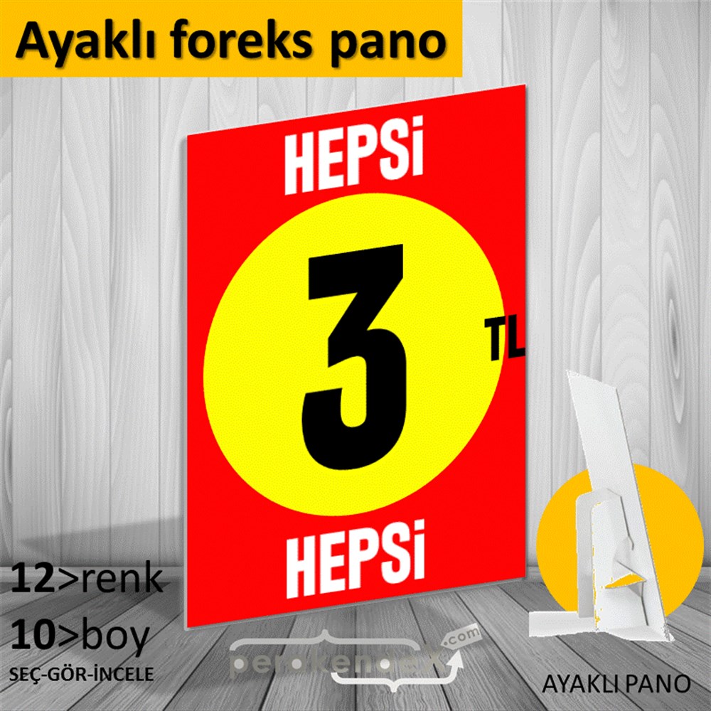 Ne Alırsan Hepsi 3 Tl KARTON AYAKLI POSTER,  PANO -dikdörtgen,tek yön baskı
