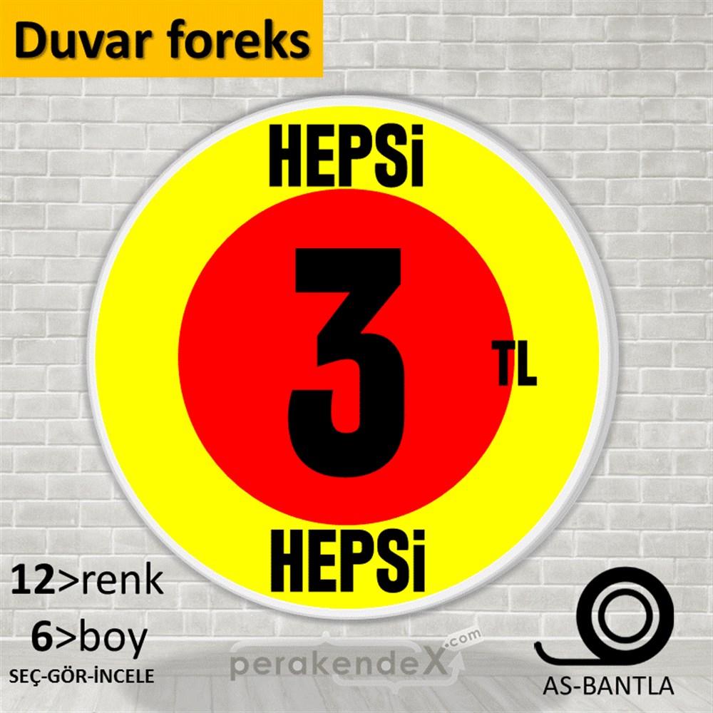 Ne Alırsan Hepsi 3 Tl SERT PLASTİK POSTER,  AFİŞ -oval,tek yön baskı