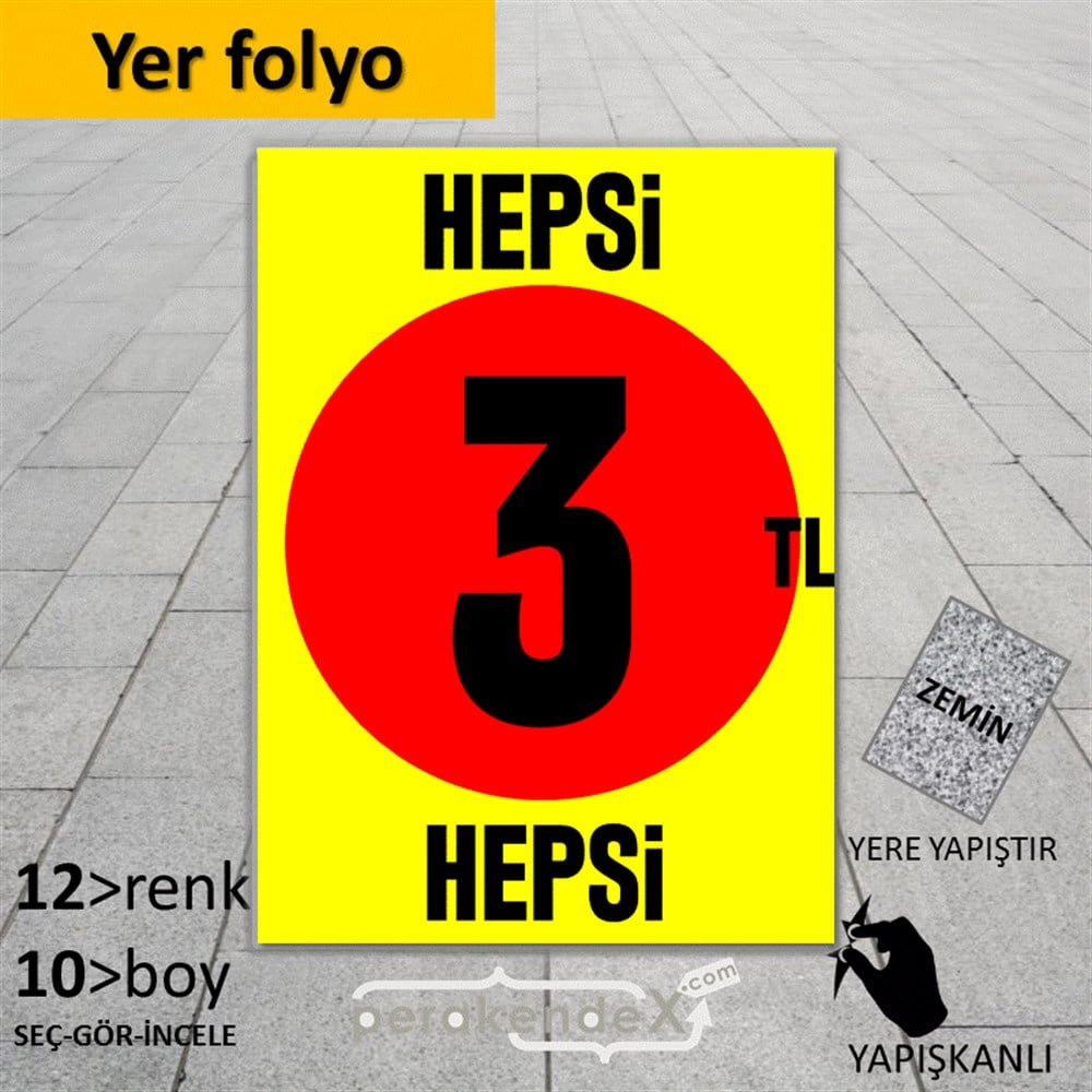 Ne Alırsan Hepsi 3 Tl YER - ZEMİN FOLYO,  VİNİL -dikdörtgen,tek yön baskı