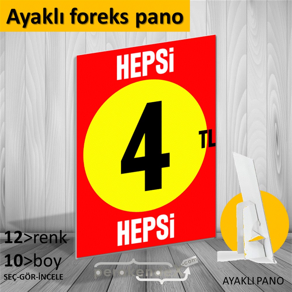 Ne Alırsan Hepsi 4 Tl KARTON AYAKLI POSTER,  PANO -dikdörtgen,tek yön baskı