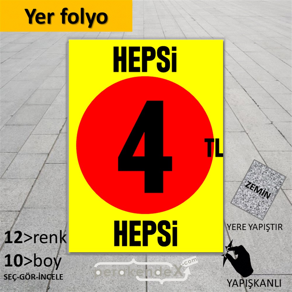 Ne Alırsan Hepsi 4 Tl YER - ZEMİN FOLYO,  VİNİL -dikdörtgen,tek yön baskı