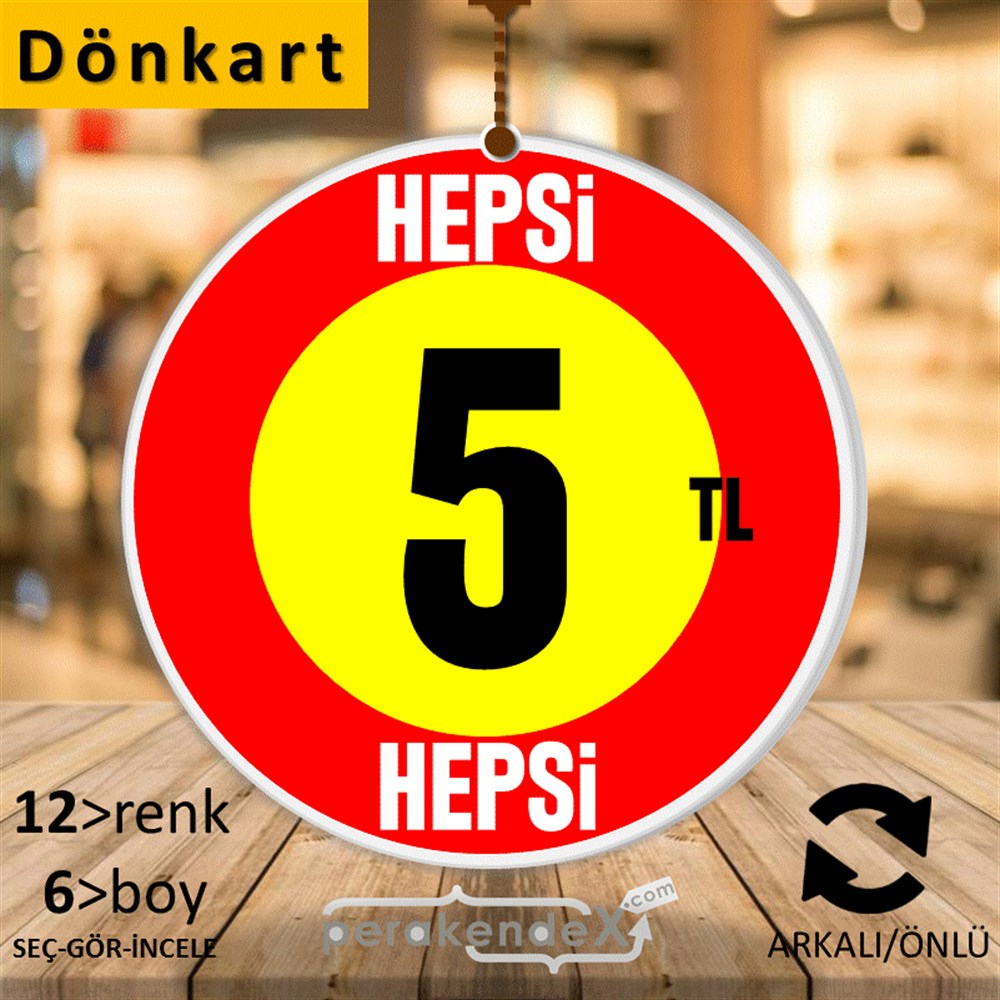 Ne Alırsan Hepsi 5 Tl DÖNKART -oval,çift yön baskı
