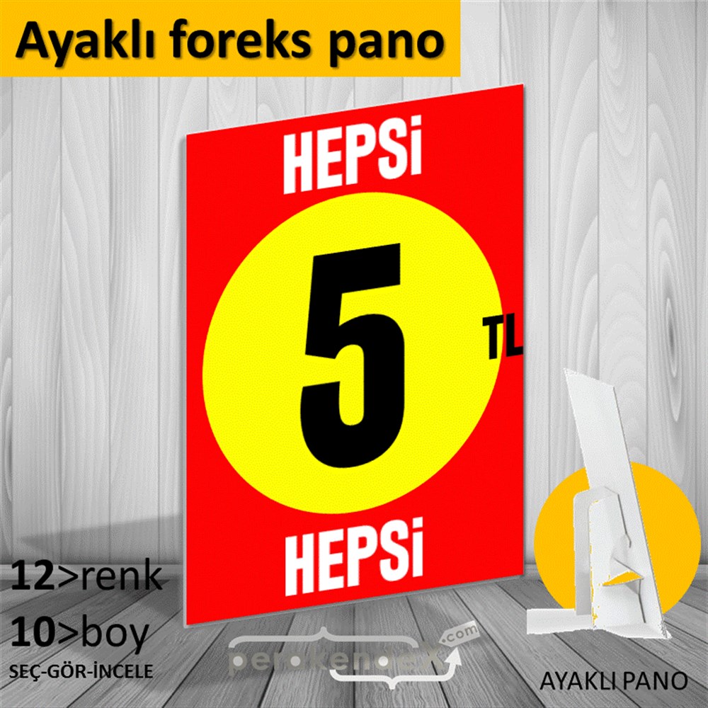Ne Alırsan Hepsi 5 Tl KARTON AYAKLI POSTER,  PANO -dikdörtgen,tek yön baskı