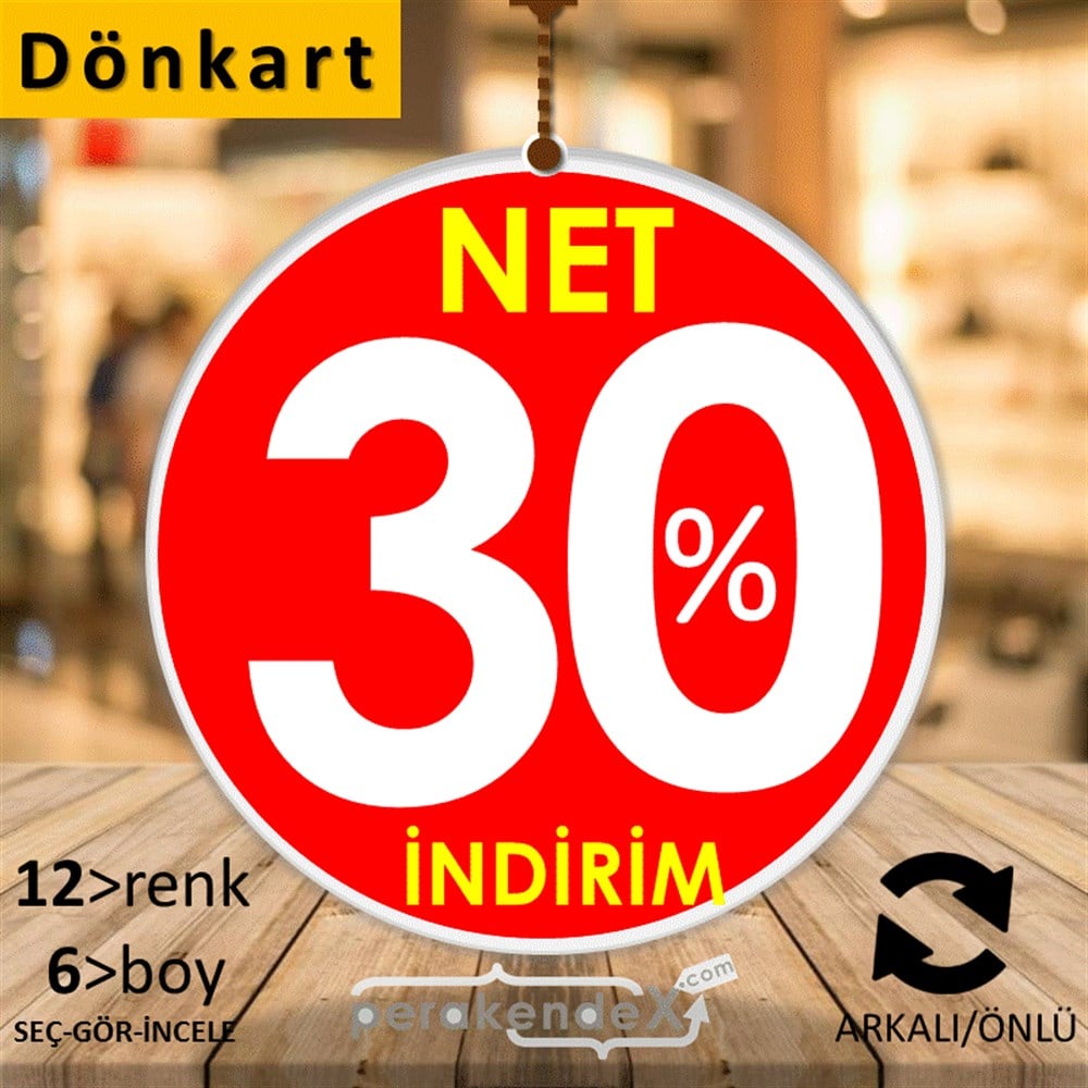 Net İndirim %30 DÖNKART -oval,çift yön baskı