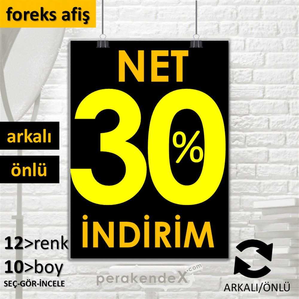 Net İndirim %30 SERT PLASTİK POSTER,  AFİŞ -dikdörtgen,çift yön baskı