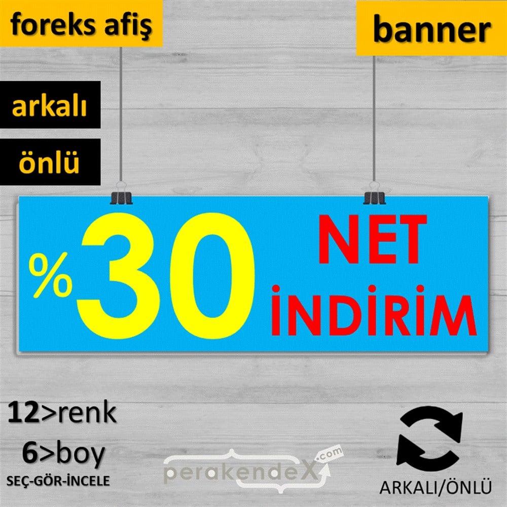 Net İndirim %30 SERT PLASTİK POSTER,  AFİŞ (BANNER) -dikdörtgen,çift yön baskı