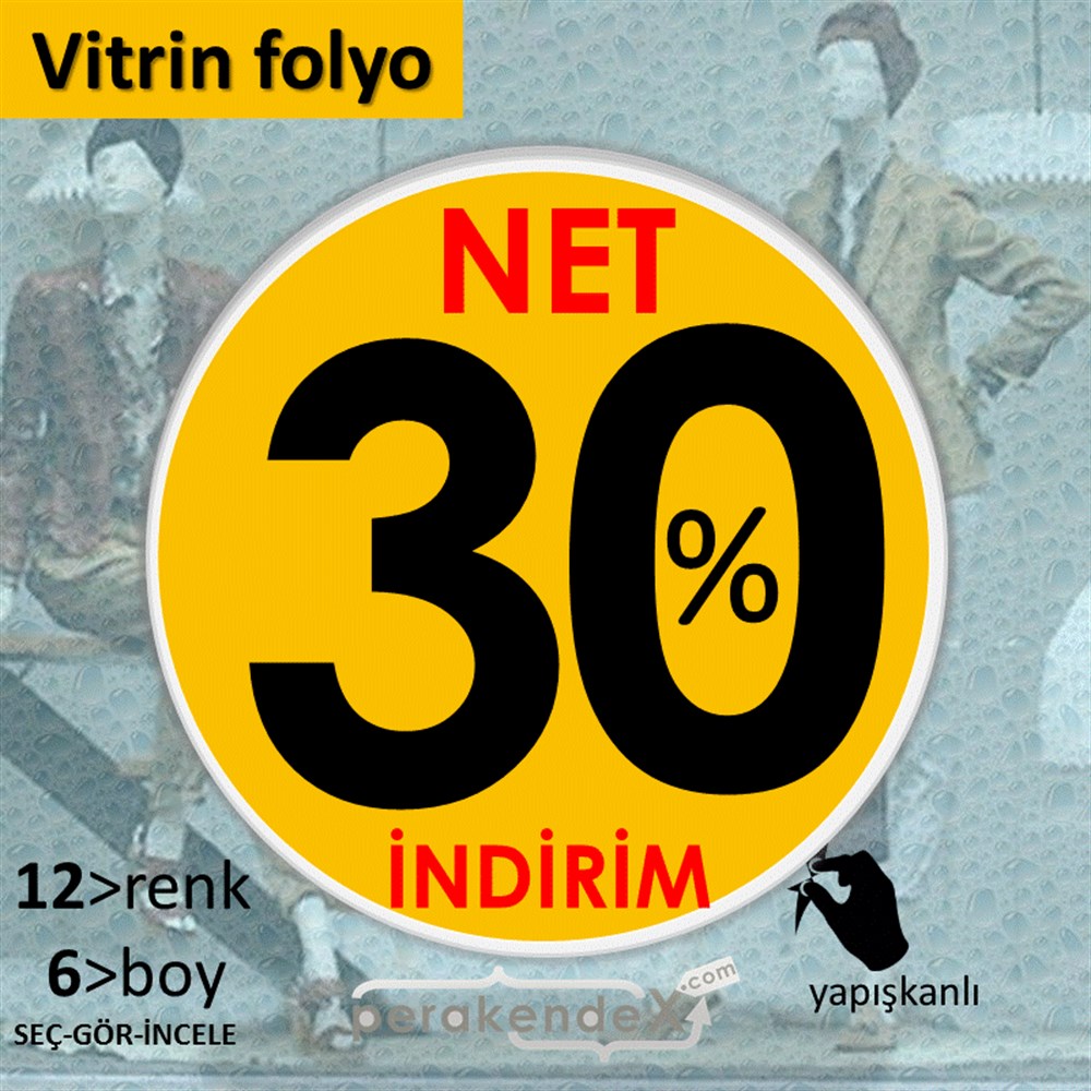 Net İndirim %30 VİTRİN - CAM FOLYO,  VİNİL -oval,tek yön baskı
