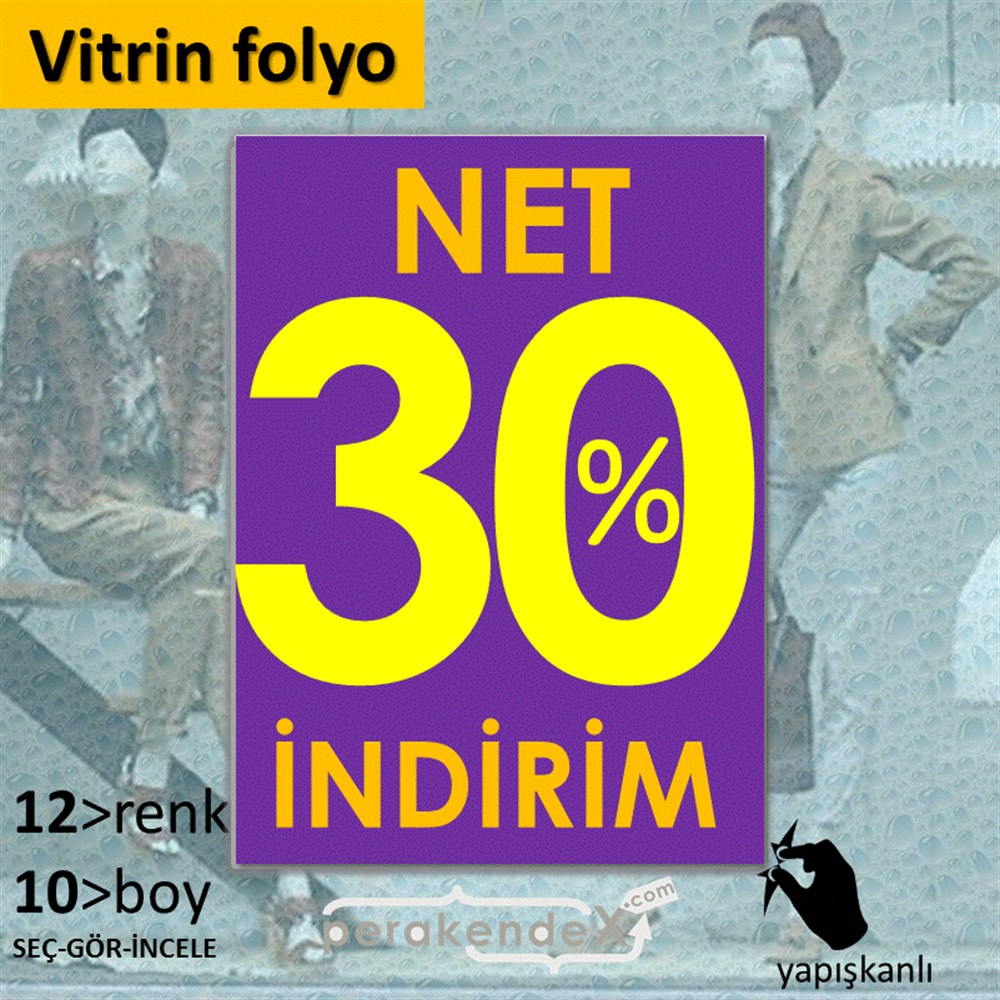 Net İndirim %30 VİTRİN - CAM FOLYO,  VİNİL -dikdörtgen,tek yön baskı