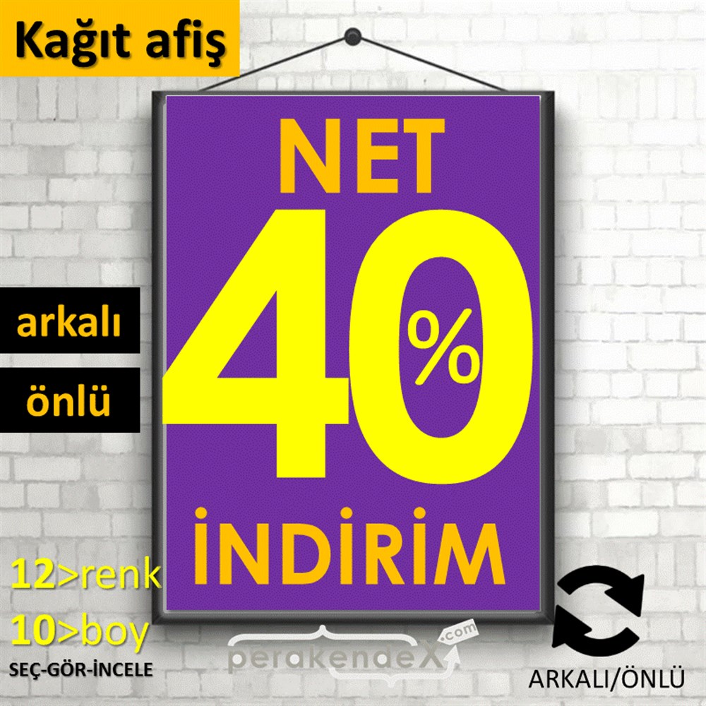 Net İndirim %40 KAĞIT POSTER,  AFİŞ -dikdörtgen,çift yön baskı