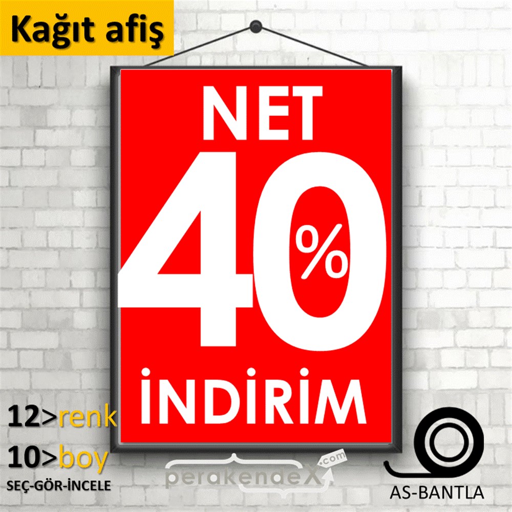 Net İndirim %40 KAĞIT POSTER,  AFİŞ -dikdörtgen,tek yön baskı