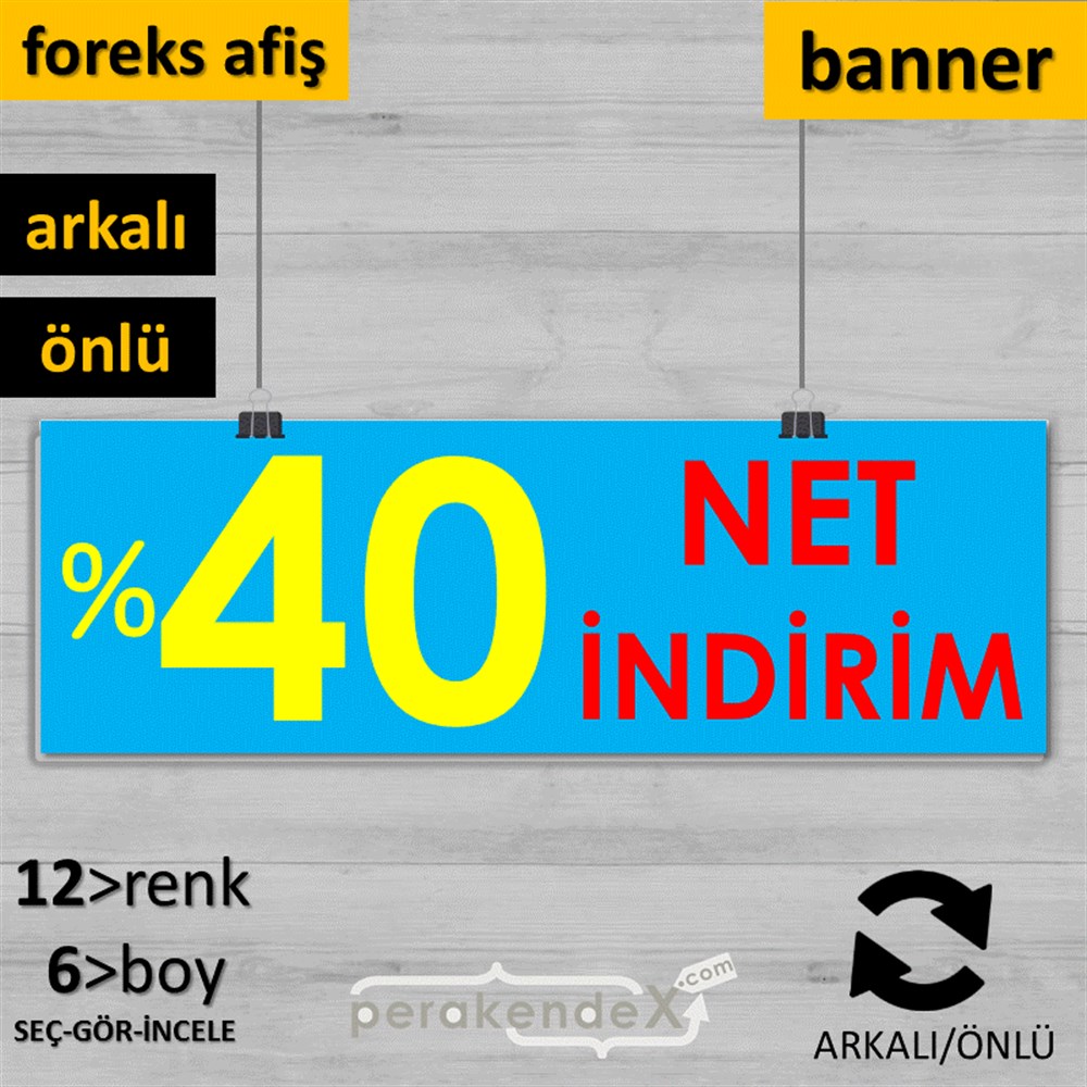 Net İndirim %40 SERT PLASTİK POSTER,  AFİŞ (BANNER) -dikdörtgen,çift yön baskı
