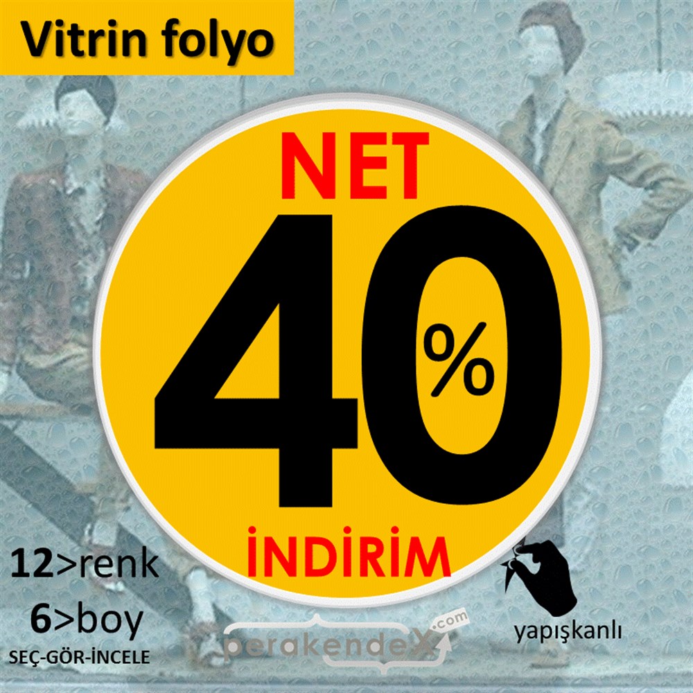 Net İndirim %40 VİTRİN - CAM FOLYO,  VİNİL -oval,tek yön baskı