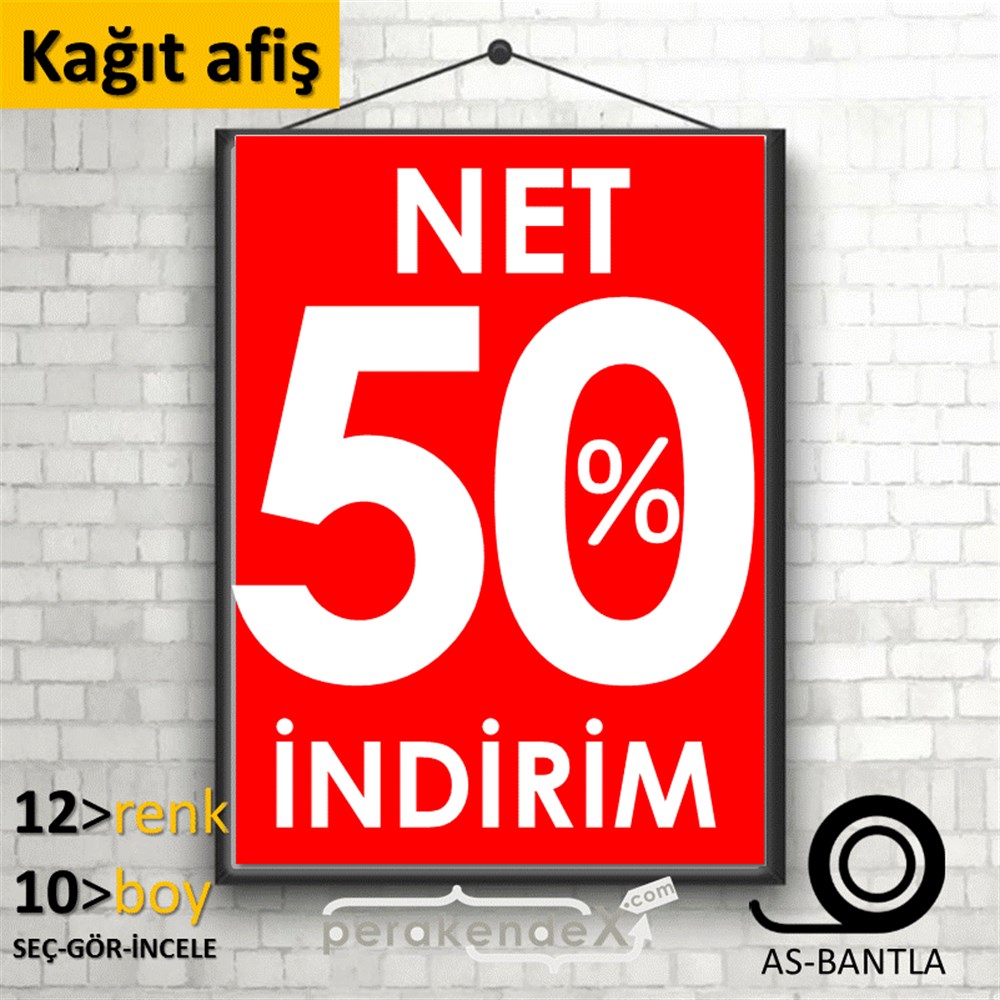 Net İndirim %50 KAĞIT POSTER,  AFİŞ -dikdörtgen,tek yön baskı