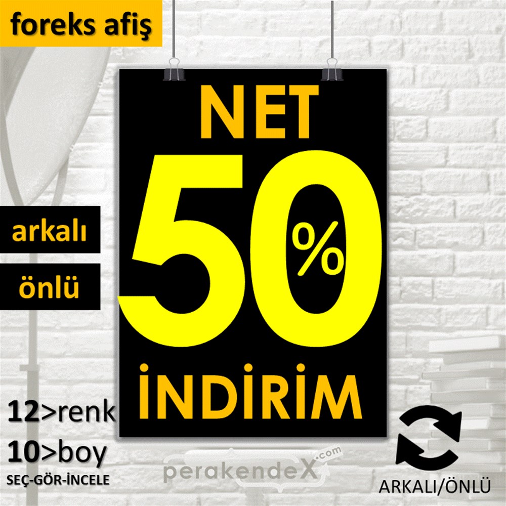 Net İndirim %50 SERT PLASTİK POSTER,  AFİŞ -dikdörtgen,çift yön baskı