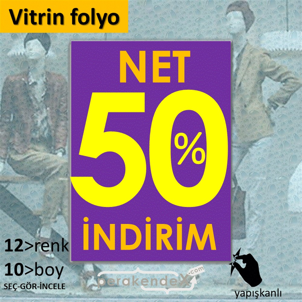 Net İndirim %50 VİTRİN - CAM FOLYO,  VİNİL -dikdörtgen,tek yön baskı