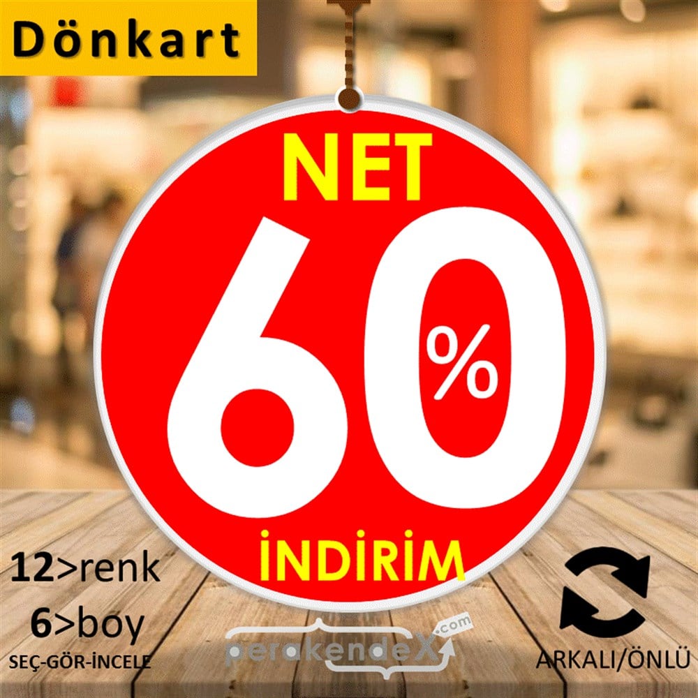 Net İndirim %60 DÖNKART -oval,çift yön baskı