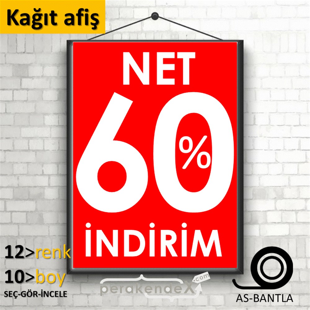 Net İndirim %60 KAĞIT POSTER,  AFİŞ -dikdörtgen,tek yön baskı