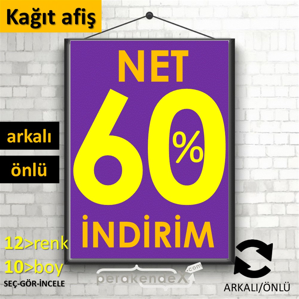 Net İndirim %60 KAĞIT POSTER,  AFİŞ -dikdörtgen,çift yön baskı